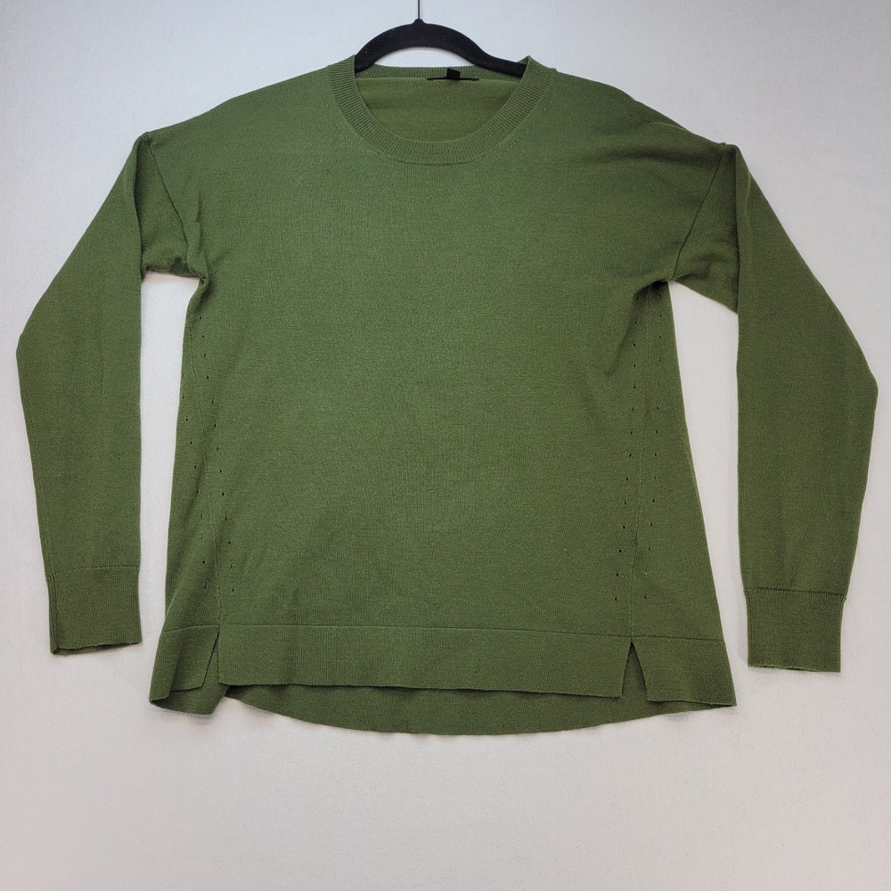 J Crew Sweater Womens‎ XS Green Merino Wool Blend Relaxed Boxy Crewneck